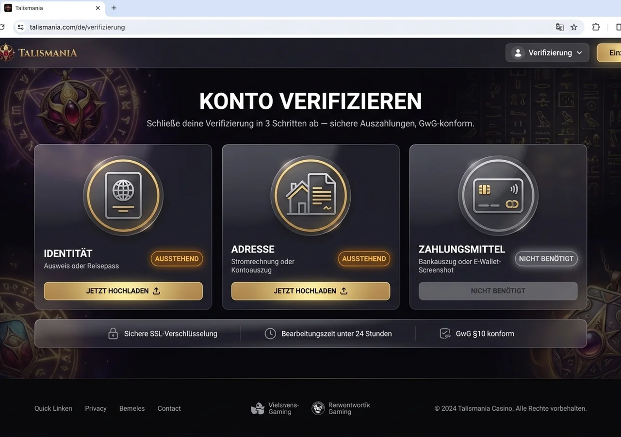 Konto-Verifizierung (KYC) – Talismania